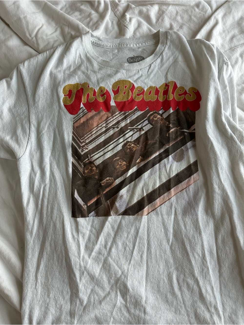 Vintage - The Beatles White Tee with Red and Gold Logo